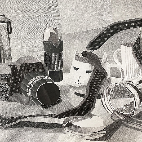 Grace Biltz, Value Collage Still Life, Cut Paper, Drawing 1, Ron Geibel