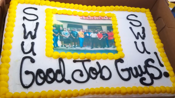 At the end of each season, Whataburger #546 Manager Greg Dever presents Southwestern student-athletes with a cake to celebrate another su...