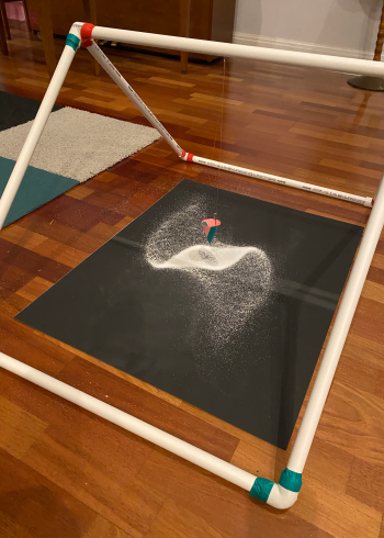    Futamura and Li built a prototype to demonstrate how a Lissajous swing set might function.      (Courtesy Fumiko Futamura) 