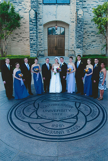 Erika (Sehne) Munch '04 and her husband, Joe Munch '03, got married at the Lois Perkins Chapel, surrounded by their wedding party made up...