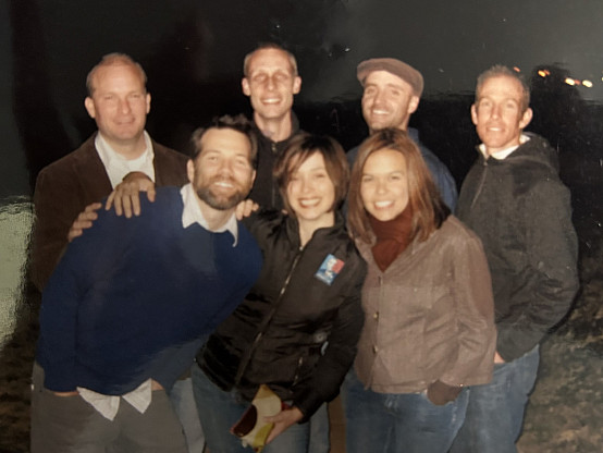10-year Reunion on campus (pictured back row: Dr. Dan Reynolds '98, Michael Jeffers '98, Joshua Williams '98, Gordon Winner '98; front ro...