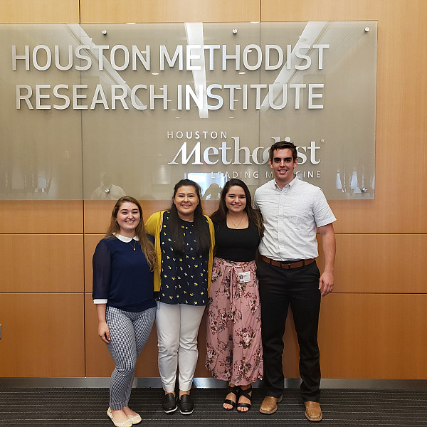Myriam Ibarra ’19, Amey Duarte ’21, Kirhyn Stein ’20, and Phillip Keys ’20 spent the summer as interns at the Houston Methodist Research Institute.