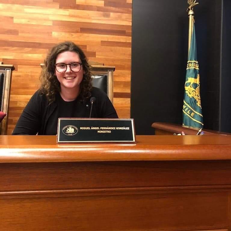 Sitting in the seat of one of the ministers of the Chilean Constitutional Court.
