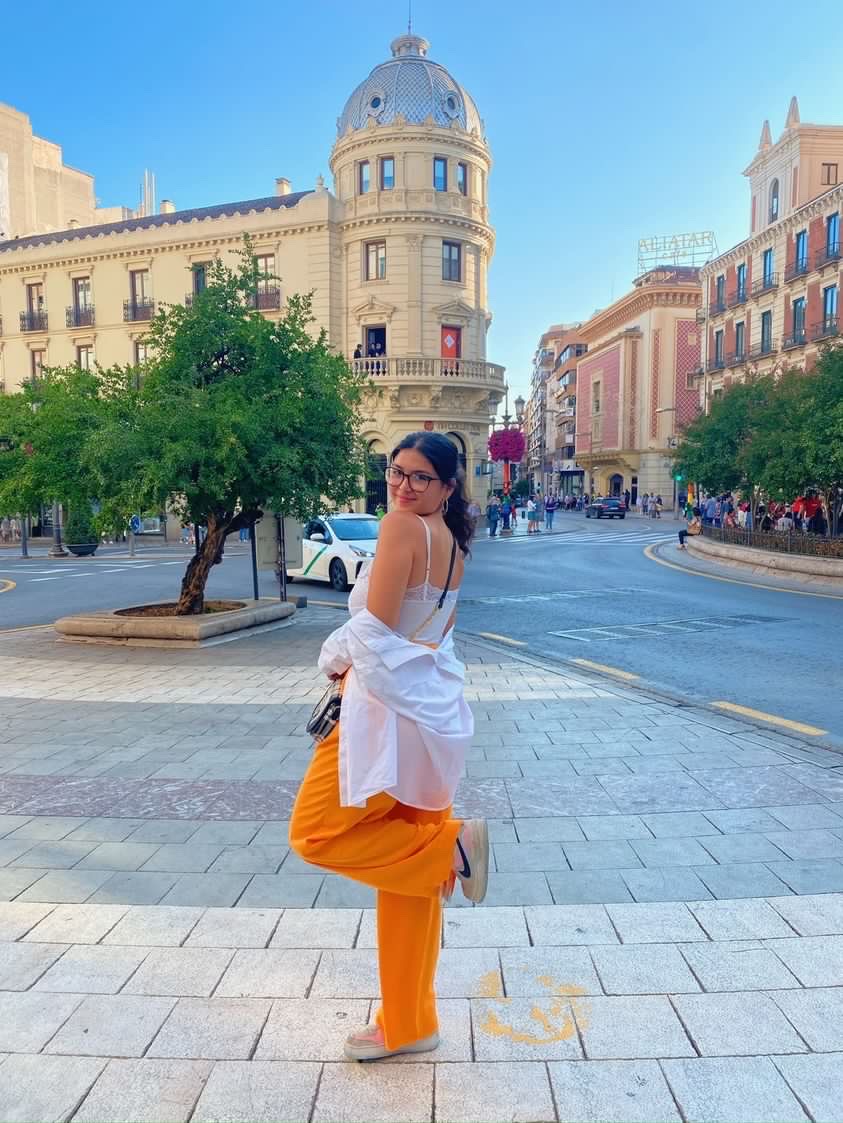 Mia Martinez in downtown Granada, after exploring the city with other study abroad students.