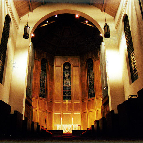 The Lois Perkins Chapel has elements of Christian symbolism from Protestant and Catholic traditions and is open to persons of any faith as a place of prayer and meditation.