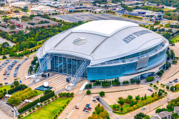 Arlington, United States - October 21, 2020: Aerial view of the home of the Dallas Cowboys, AT&T Stadium located west of downtown Dal...